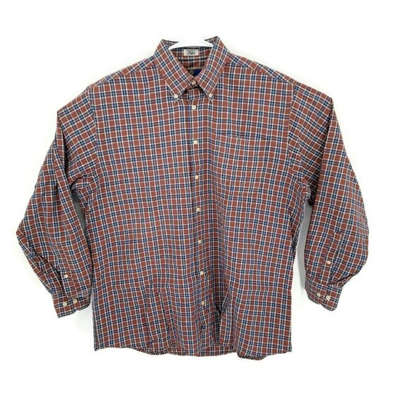 Burry Lane Button Front Blue/Brown Plaid L/S 100% Cotton Shirt Mens 16 x 34/35 - Picture 1 of 8